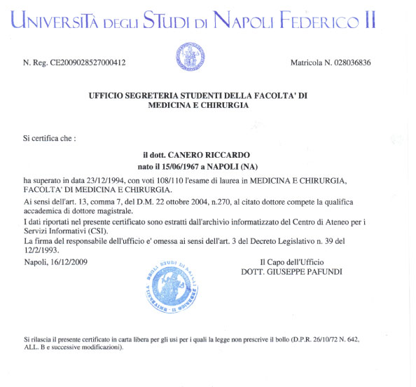 Laurea in Medicina e Chirurgia Fisiatra Napoli